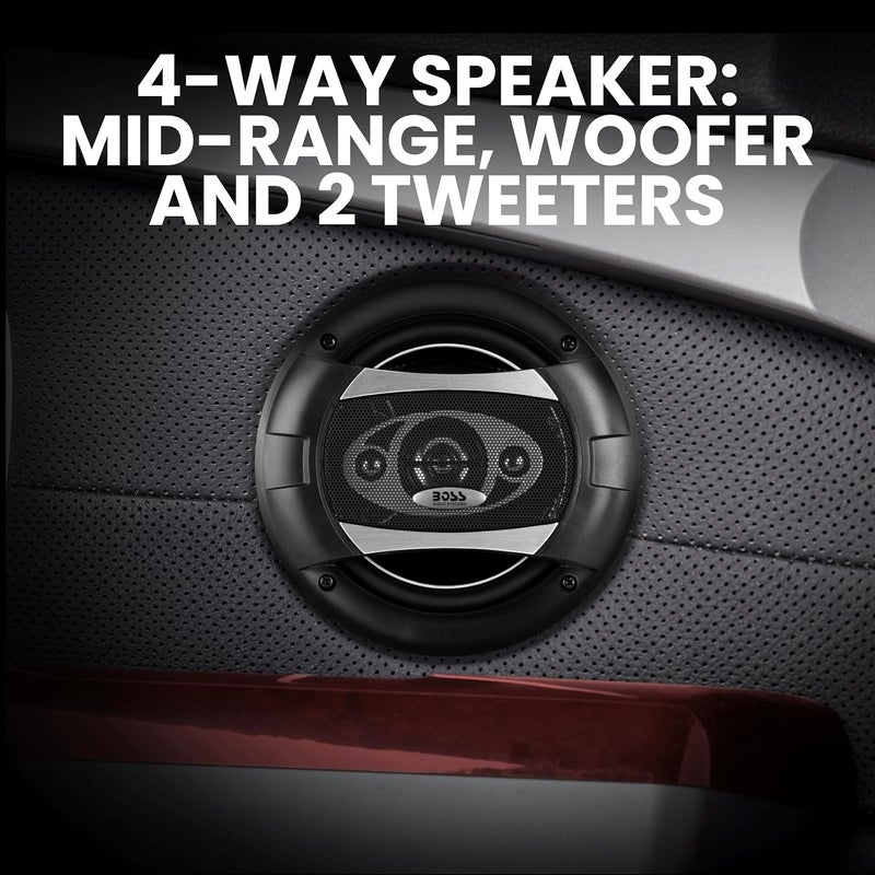 BOSS Audio Systems P65.4C Phantom Series 6.5" Car Door Speakers - 400 Watts Max, 4 Way, Full Range, Tweeters, Coaxial, Sold in Pairs - Image 2